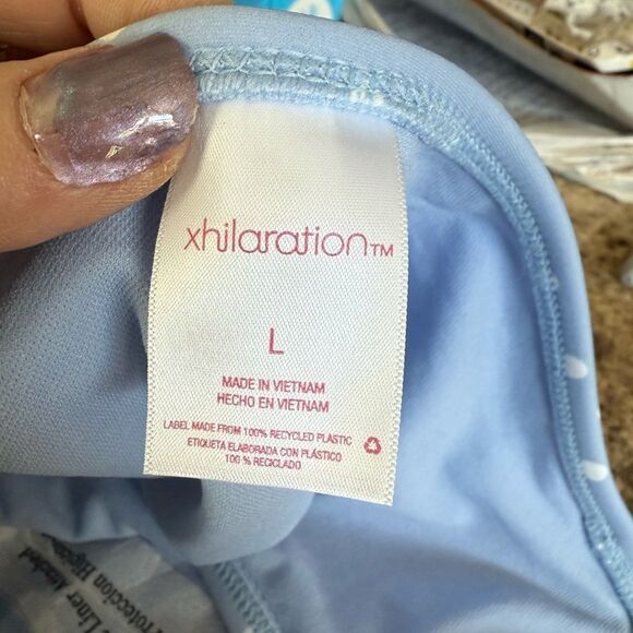 NWT Xhilaration Large Blue White Polka Dot Bathing Suit Bottom - Picture 8 of 10